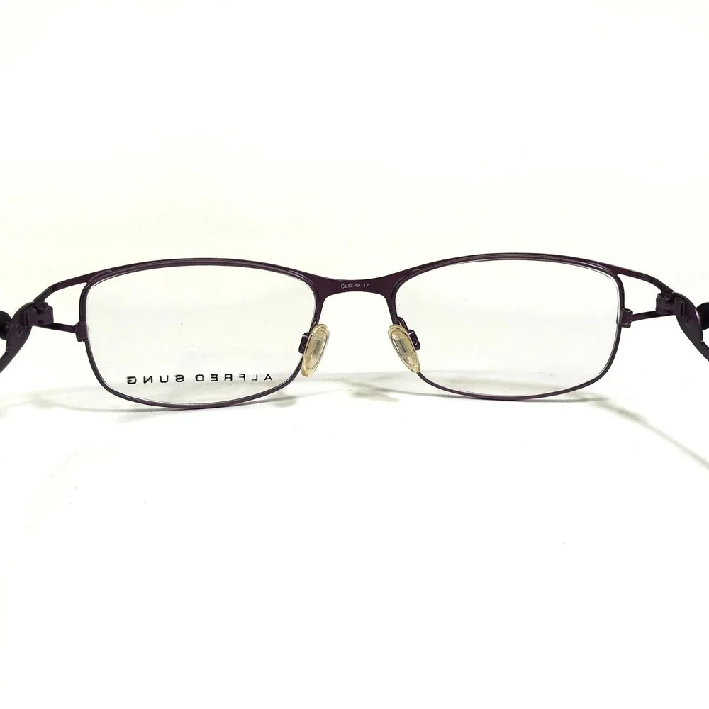 Alfred Sung Eyeglasses Frames AS4995 PLM CEN Purple Plum Wavy Arms 49-17-135